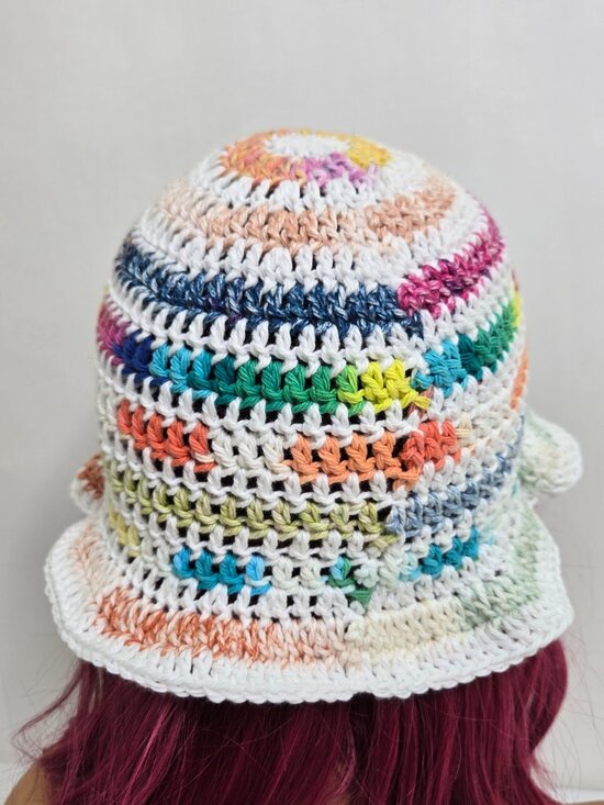 Scrap Crochet Bucket Hat: Multicolor Cotton Summer Beanie main image 8
